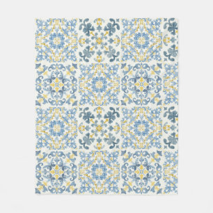 Italienska Blue Tile Lemon Fleecefilt