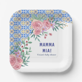 Italienska Blue Tile mamma Mia Baby Shower