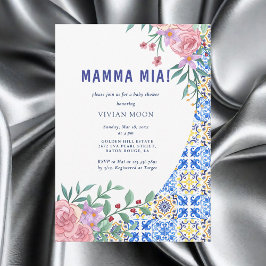 Italienska Blue Tile mamma Mia Baby Shower Inbjudningar