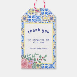 Italienska Blue Tile mamma Mia Baby Shower Presentetikett