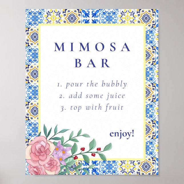 Italienska Blue Tile mamma Mia Mimosa Pub-tecken Poster (Framsidan)