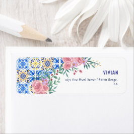 Italienska Blue Tile mamma Mia Return Adress Returadress Etikett