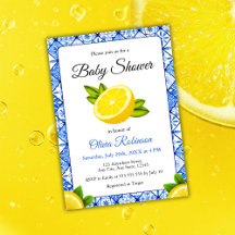 Italienska Blue Tile Positano Lemon Baby Shower