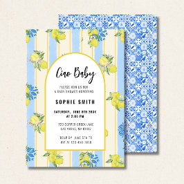 Italienska Blue Tiles, Ciao Baby, Lemons Inbjudningar