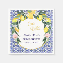 Italienska Blue Tiles Lemons Ciao Bella Möhippa Pappersservett