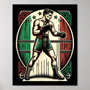 Italienska boxare - Italien för Vintage Boxing Fla Poster
