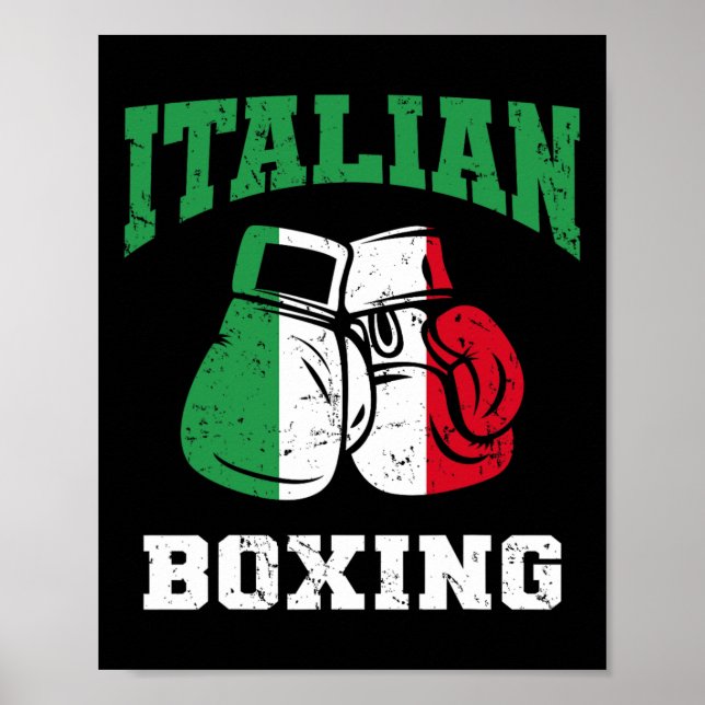 Italienska Boxing-handskar Italien Flagga Boxing T Poster (Framsidan)