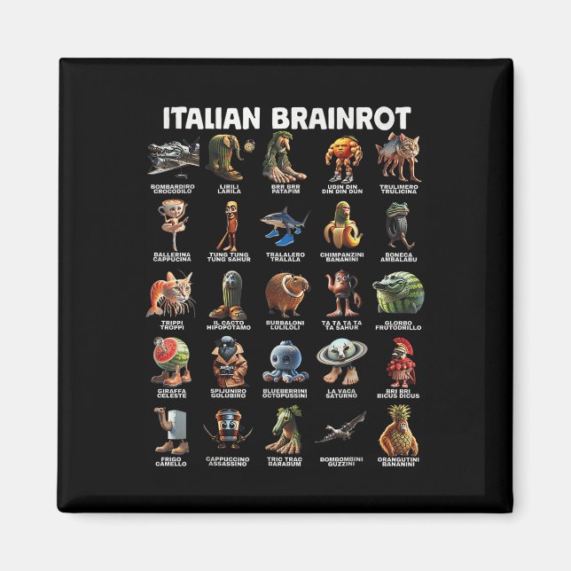 Italienska Brain Rot Italienska Brainrot Funny Mem Magnet (Framsidan)