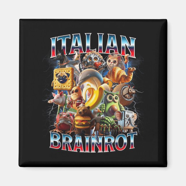 Italienska Brain Rot Italienska Brainrot Funny Mem Magnet (Framsidan)