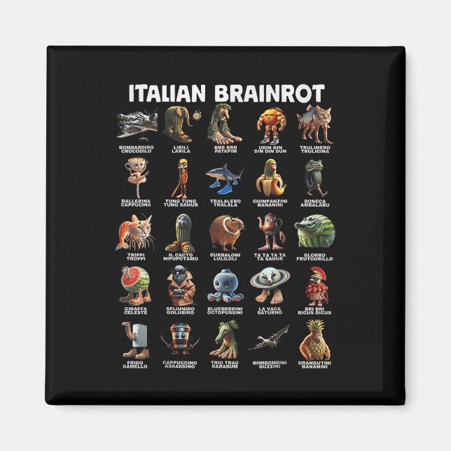 Italienska Brain Rot Italienska Brainrot Funny Mem Magnet (Framsidan)