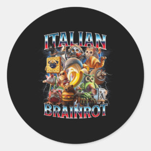Italienska Brain Rot Italienska Brainrot Funny Mem Runt Klistermärke