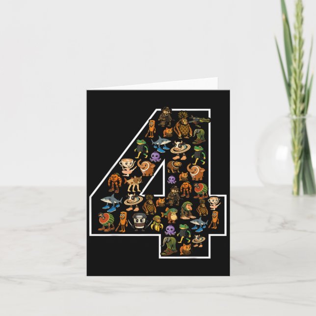 Italienska Brainrot Birthday 4 Age Memid 4th Kids  Kort (Framsida)