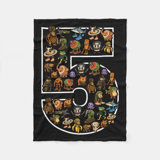 Italienska Brainrot Birthday 5 Age Memme 5th Kids  Fleecefilt (Framsidan)