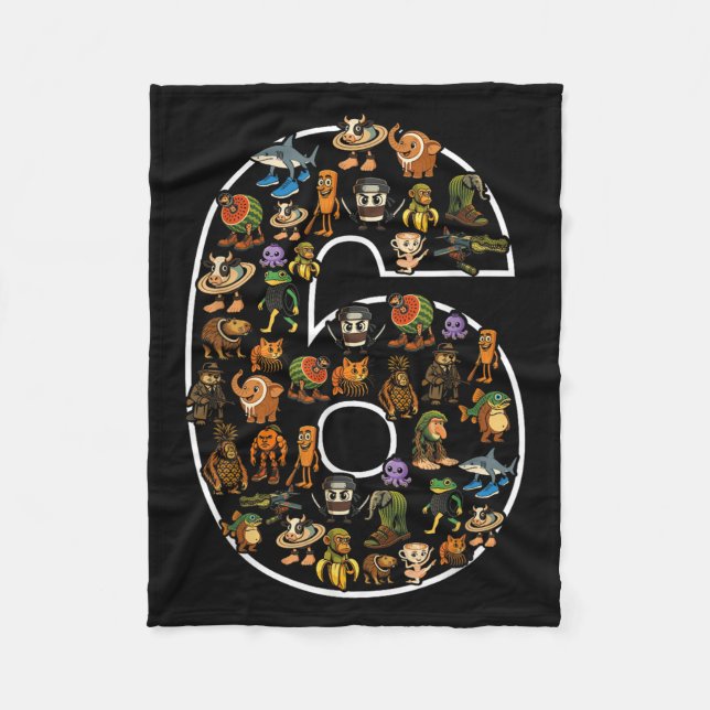 Italienska Brainrot Birthday 6 Age Meme 6e Kids Bo Fleecefilt (Framsidan)