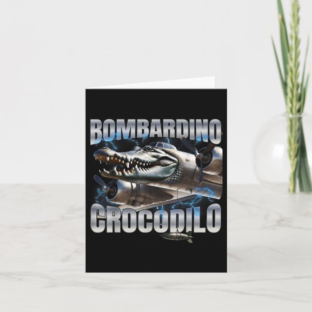 Italienska Brainrot Bombardino Crokodilo Kort (Framsida)