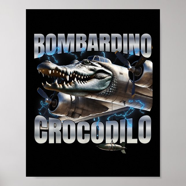 Italienska Brainrot Bombardino Crokodilo Poster (Framsidan)