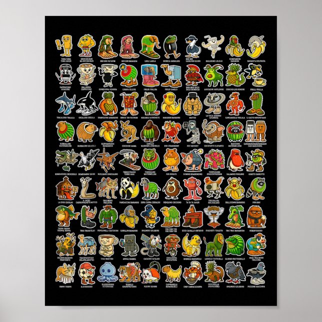 Italienska brainrot Gen Z Funny Meme 90 Brainrot C Poster (Framsidan)