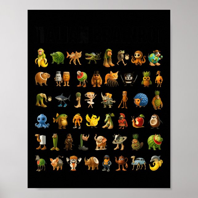 Italienska Brainrot Gen-z Meme Funny Brain Rot Kri Poster (Framsidan)