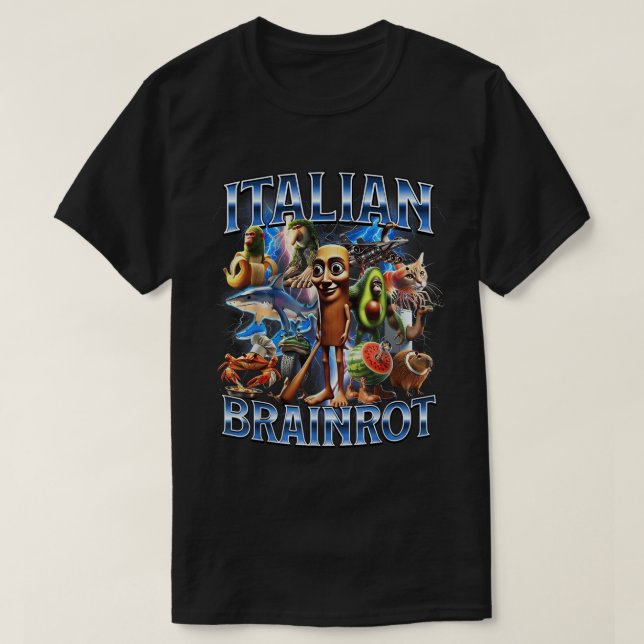 Italienska Brainrot Meme Collage Art T Shirt (Design framsida)