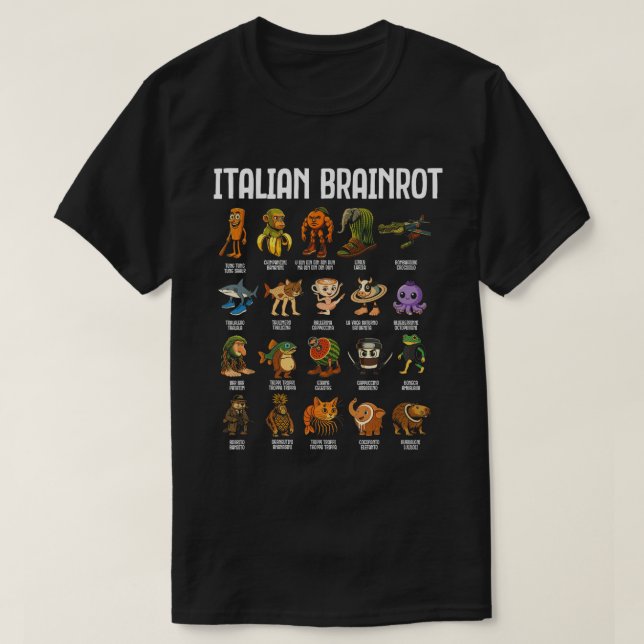 Italienska Brainrot Meme Funny Character Art T Shirt (Design framsida)