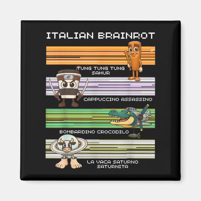 Italienska Brainrot Meme Funny Compilter-tecken Magnet (Framsidan)