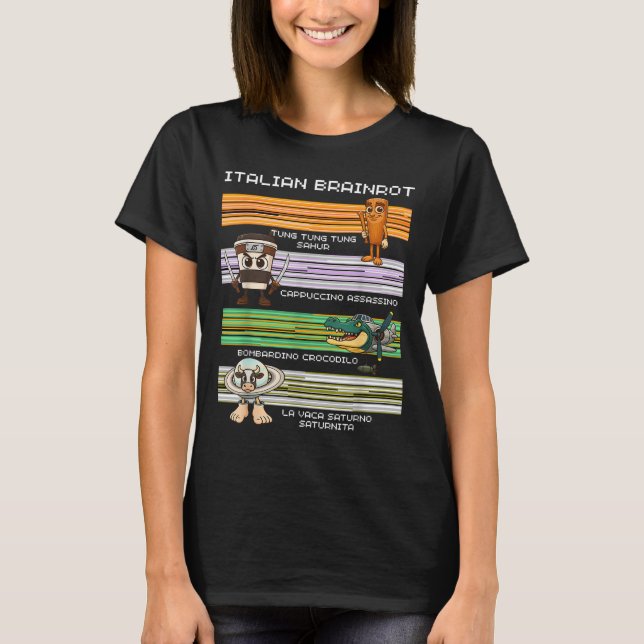 Italienska Brainrot Meme Funny Compilter-tecken T Shirt (Framsida)