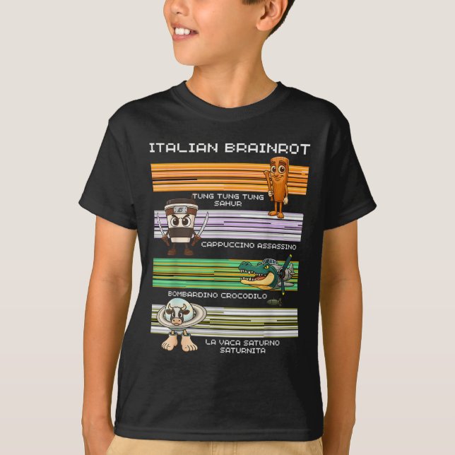 Italienska Brainrot Meme Funny Compilter-tecken T Shirt (Framsida)