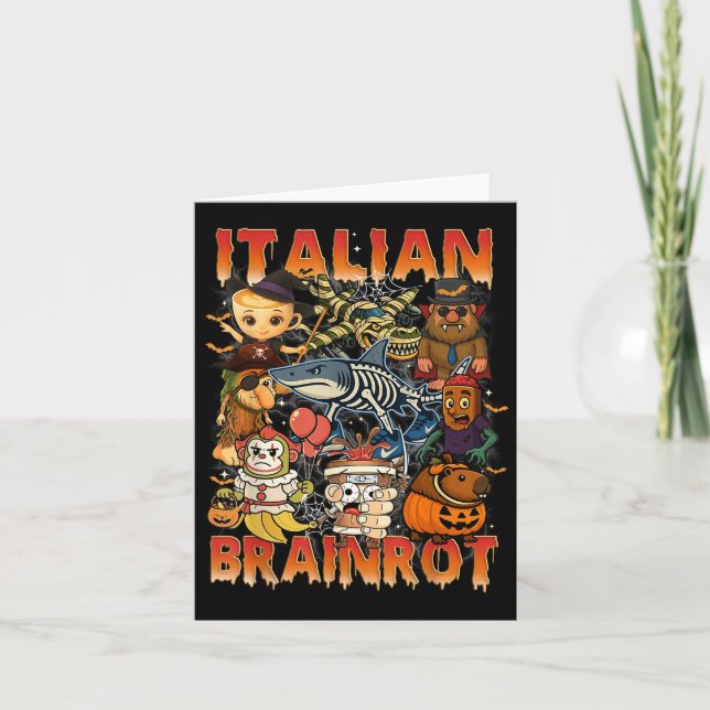 Italienska Brainrot Meme Italie Brainrot Halloween Kort (Framsida)