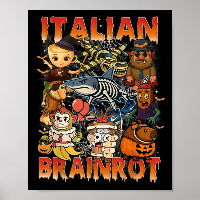 Italienska Brainrot Meme Italie Brainrot Halloween Poster (Framsidan)