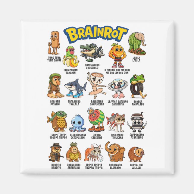 Italienska Brainrot-minnestecken om Absurd Humo Magnet (Framsidan)