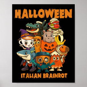 Italienska Brainrot-tecken Halloween Themes Costu Poster