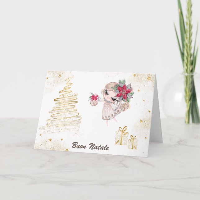 *~* Italienska Buon Natale God jul Helgkort (Framsida)