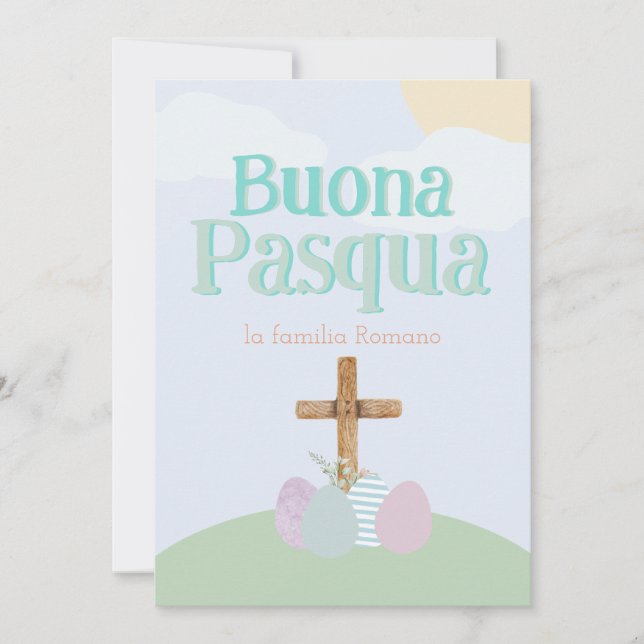 Italienska Buona Pasqua Pastel-Påskäggen och Kor Julkort (Framsida)