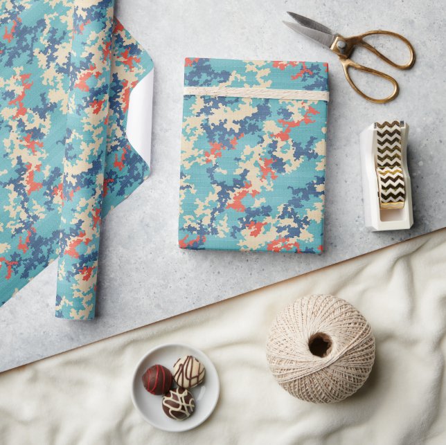 Italienska Camo-sommarblå unika last Mönster Presentpapper (Hantverk)
