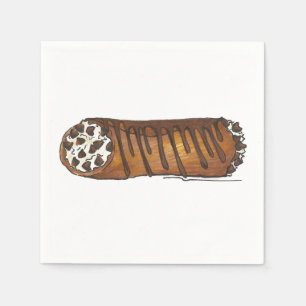 Italienska Cannoli Dessert Pastries Foodie Napkins Pappersservett