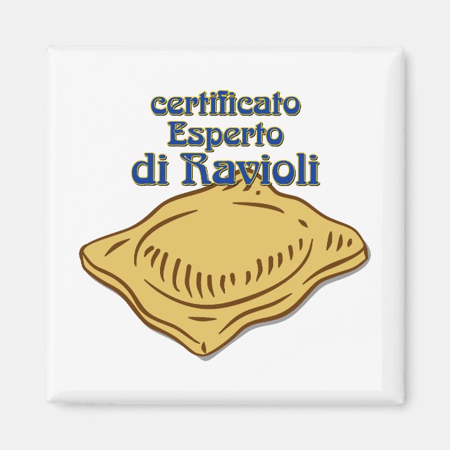 Italienska Certificato Esperto di ravioli Pasta Qu Magnet (Framsidan)