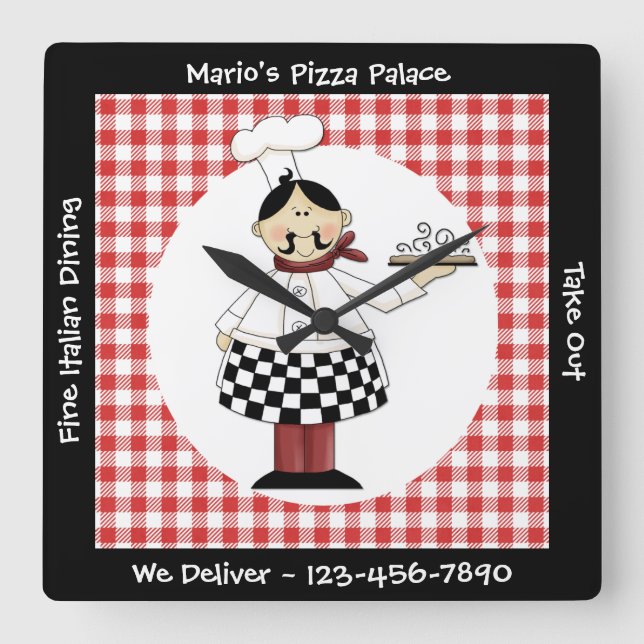 Italienska Chef Fyrkantig Klocka (Framsida)