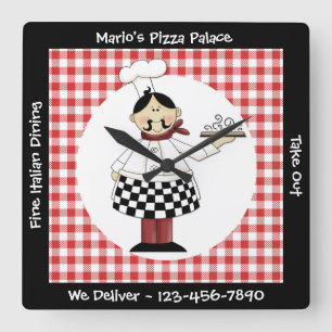 Italienska Chef Fyrkantig Klocka