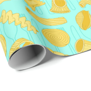 Italienska Chef Pasta Shapes Food Mönster Blue Presentpapper