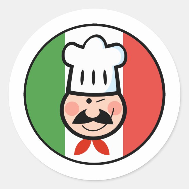 Italienska Chef Runt Klistermärke (Framsida)