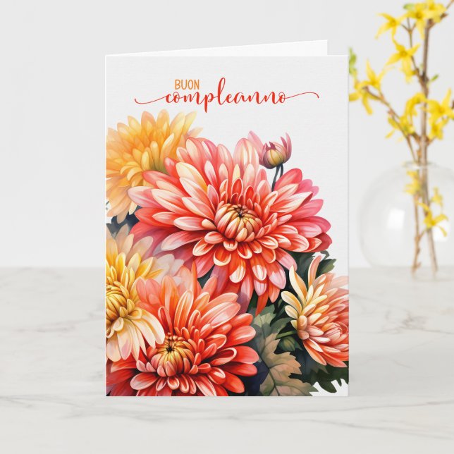 Italienska Chrysanthemums för november Birthday Kort (Gul blomma)