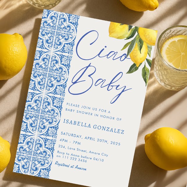 Italienska ciao Baby Amalfi Baby Shower Inbjudningar (Italian Ciao Baby Amalfi Baby Shower Invitation)