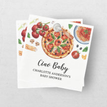 Italienska Ciao Baby Pizza Röd Baby Shower 