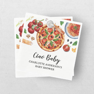 Italienska Ciao Baby Pizza Röd Baby Shower Pappersservett