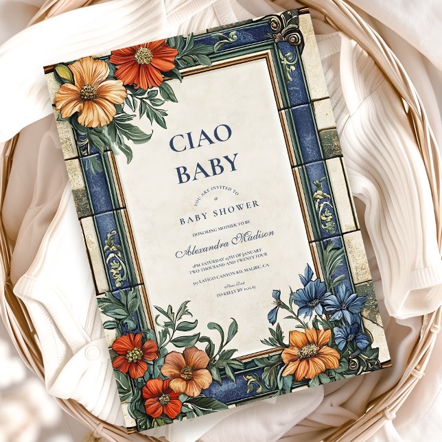 Italienska ciao Baby Shower Inbjudningar (Skapare uppladdad)