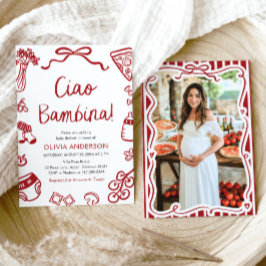 Italienska ciao Bambina Girl Whimsical Baby Shower Inbjudningar