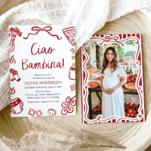 Italienska ciao Bambina Girl Whimsical Baby Shower Inbjudningar