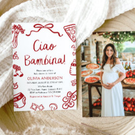 Italienska ciao Bambina Girl Whimsical Baby Shower Inbjudningar