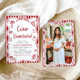 Italienska ciao Bambina Girl Whimsical Baby Shower Inbjudningar