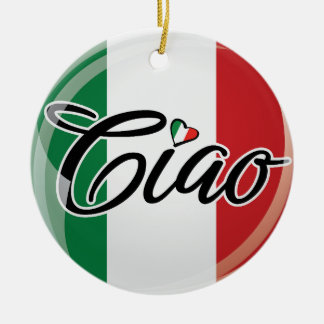 Italienska Ciao Italienska Flagga Heart Design Julgransprydnad Keramik